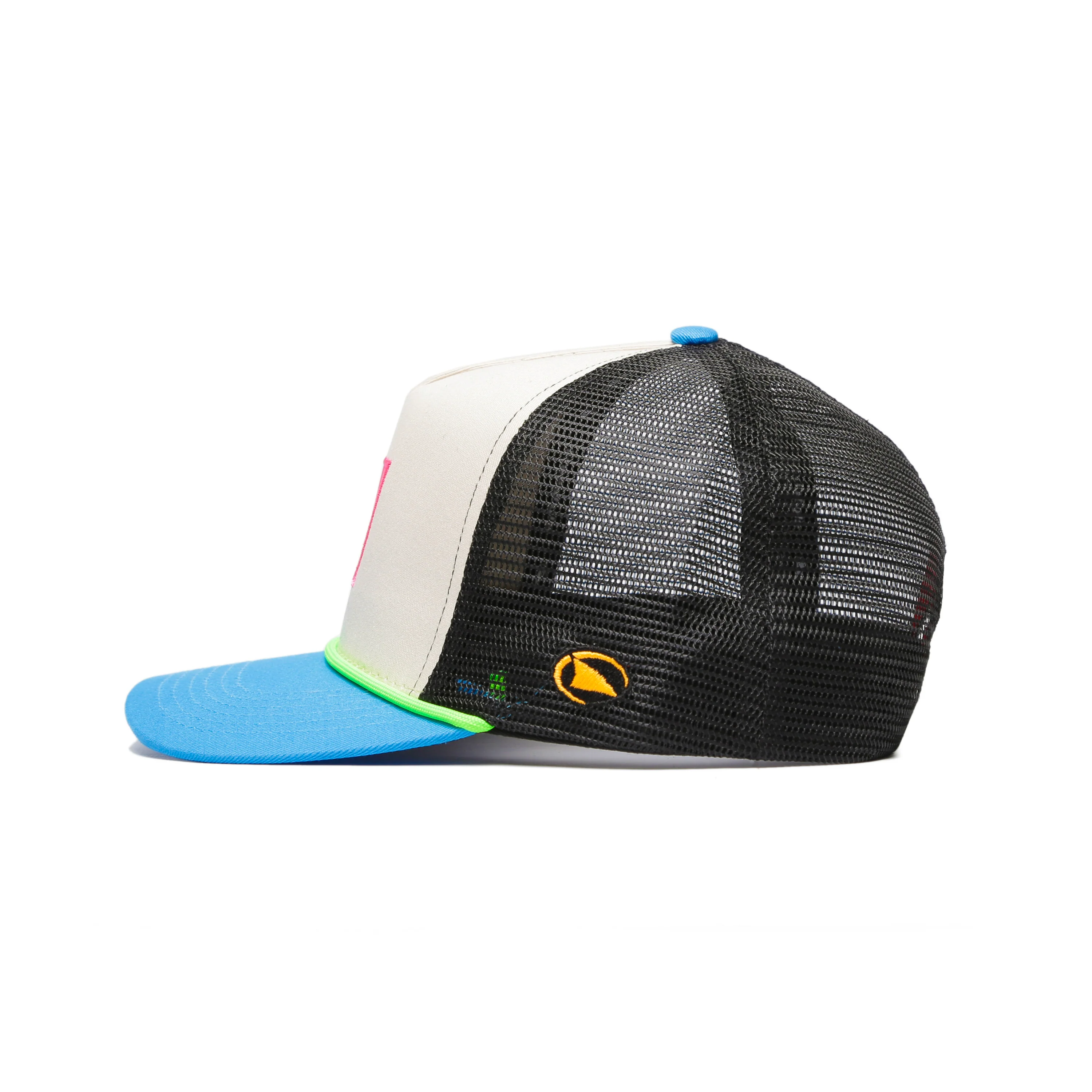 Fin Patrol Trucker Snapback Hat Black Neon - Image 3
